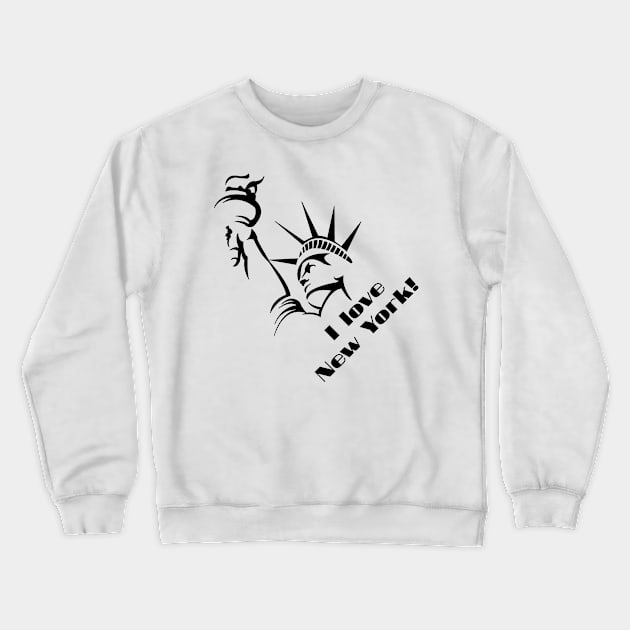 I love New York Design Black Crewneck Sweatshirt by Qwerdenker Music Merch